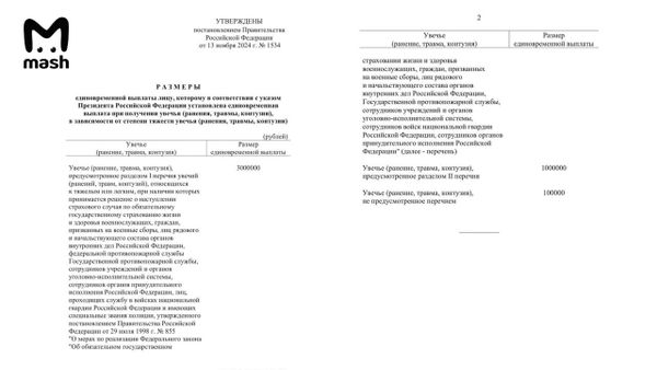 Правительство утвердило обновлённый список единовременных выплат военнослужащим, получившим ранения на СВО